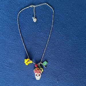 Betsey Johnson Multicolor Skull Pendant Necklace